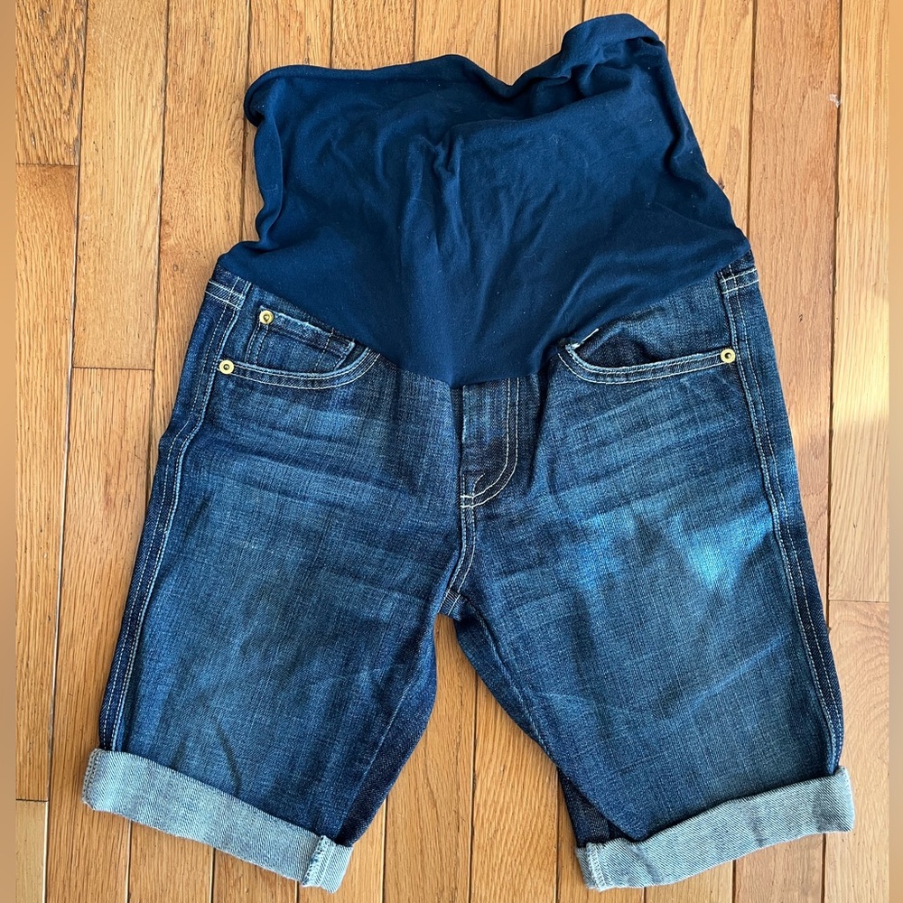 7 For All Mankind Dark Blue Jean Shorts